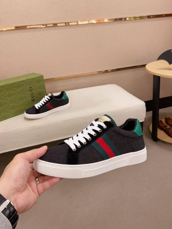Gucci Ace Black Denim Trainer with Web