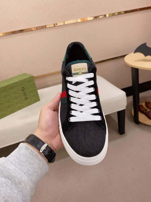 Gucci Ace Black Denim Trainer with Web