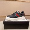 Black Gucci Monogram Ace Sneakers with Web