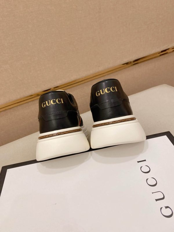 Black Gucci Monogram Ace Sneakers with Web