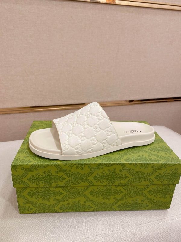 Gucci Men's Slide Sandal in White GG Embossed Rubber