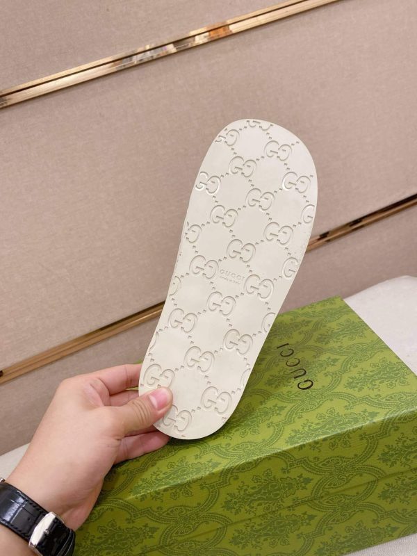 Gucci Men's Slide Sandal in White GG Embossed Rubber