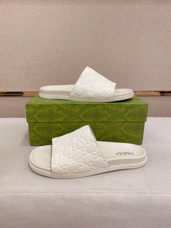 Gucci Men's Slide Sandal in White GG Embossed Rubber