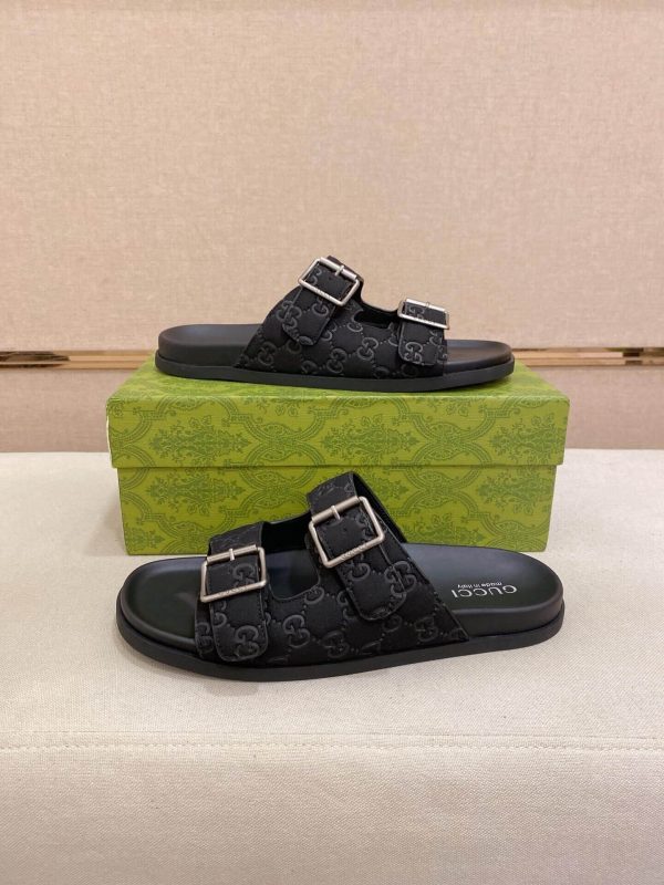 GucciGGMen_sSummerSlippers_5_acdeedbc-9c94-4dad-ae38-86150a884a3f Gucci Men's Slide Sandal in Black GG Suede