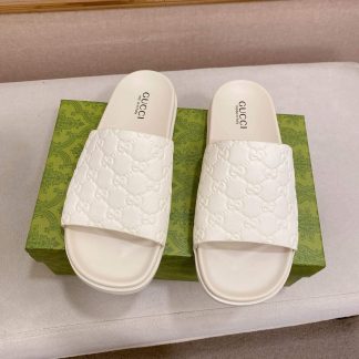 Gucci Men's Slide Sandal in White GG Embossed Rubber
