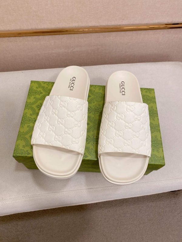 Gucci Men's Slide Sandal in White GG Embossed Rubber