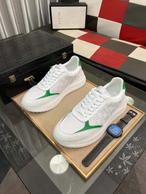 GucciMAC80sneaker_5 Gucci Runner Sneaker in White Leather and White GG Supreme Canvas