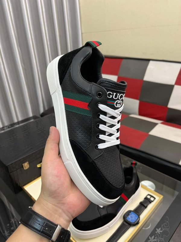 Gucci Ace Men's Smooth Leather and Suede Trainer with Web