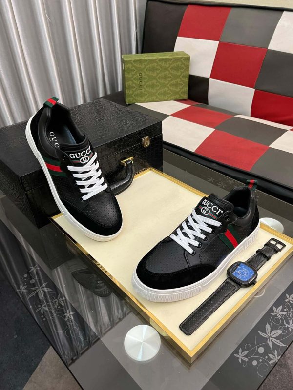 Gucci Ace Men's Smooth Leather and Suede Trainer with Web