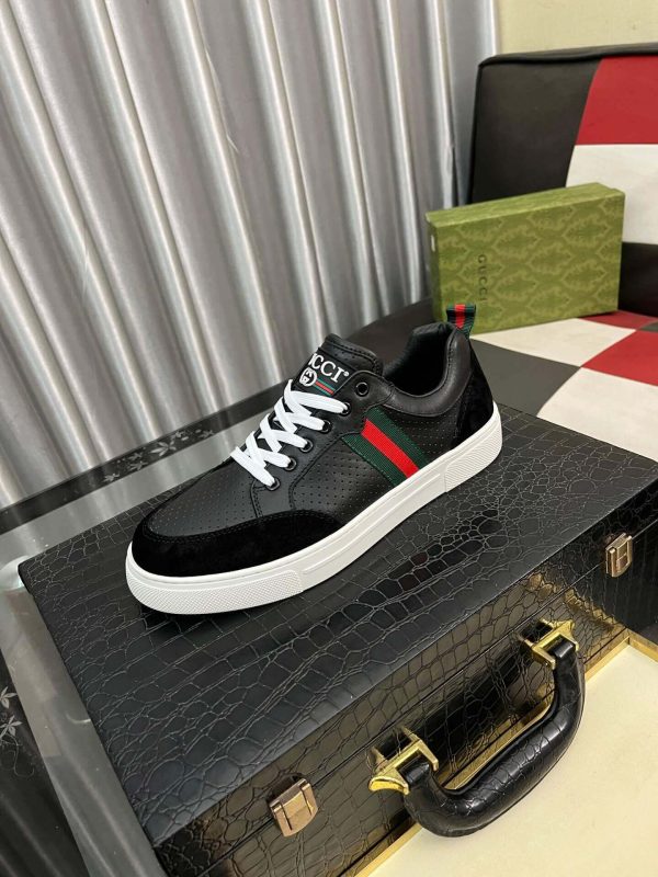 Gucci Ace Men's Smooth Leather and Suede Trainer with Web