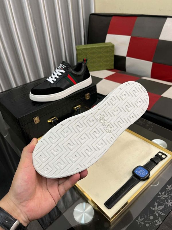 Gucci Ace Men's Smooth Leather and Suede Trainer with Web