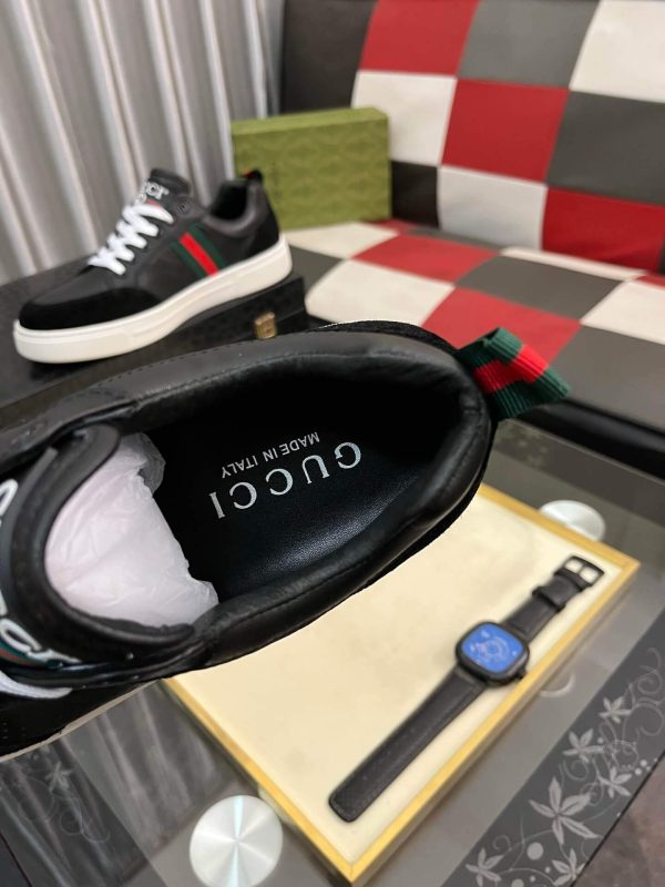 Gucci Ace Men's Smooth Leather and Suede Trainer with Web