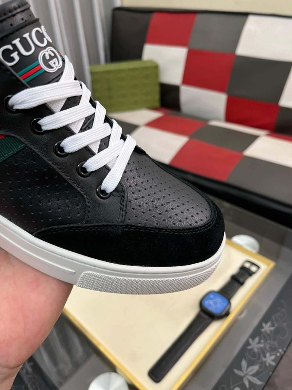 Gucci Ace Men's Smooth Leather and Suede Trainer with Web