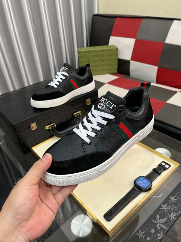 Gucci Ace Men's Smooth Leather and Suede Trainer with Web