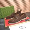 GUCCI Men's Loafer with Horsebit in Dark Brown Suede