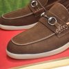 GUCCI Men's Loafer with Horsebit in Dark Brown Suede