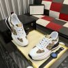 Gucci Men's Trainer in Beige and Ebony GG Supreme and White Leather