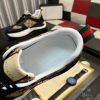 Gucci Men's Trainer in Beige and Ebony GG Supreme and Black Leather