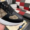 Gucci Men's Trainer in Beige and Ebony GG Supreme and Black Leather