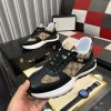 Gucci Men's Trainer in Beige and Ebony GG Supreme and Black Leather
