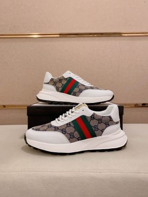 Gucci Brown GG Canvas and White Leather Re-Motion Sneaker