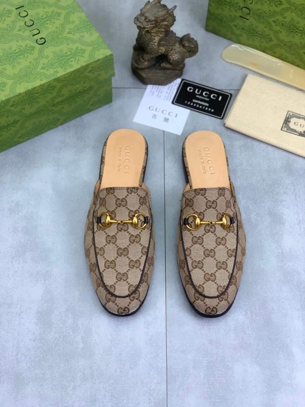 Gucci Beige and Ebony Canvas Princetown Slipper