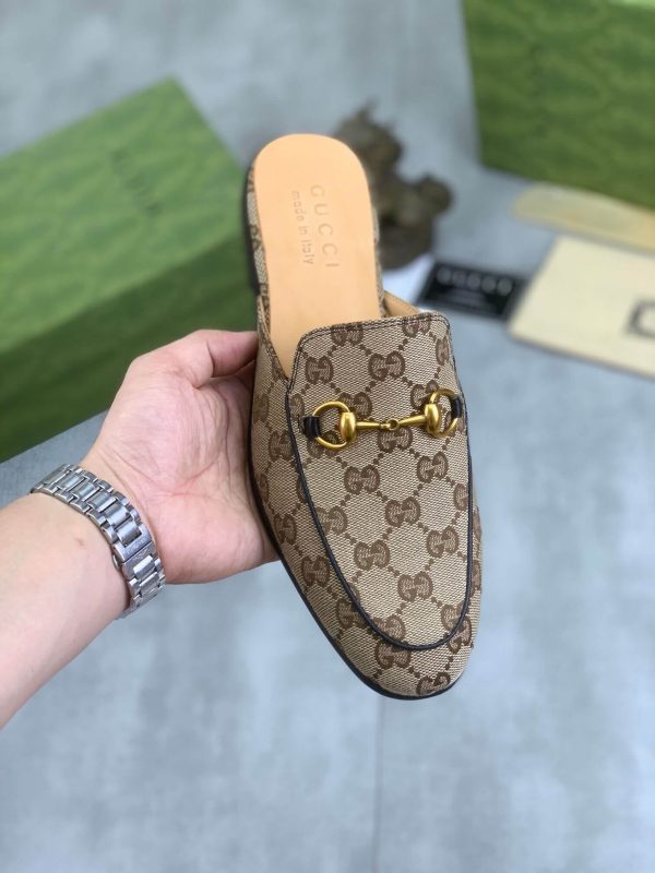 Gucci Beige and Ebony Canvas Princetown Slipper