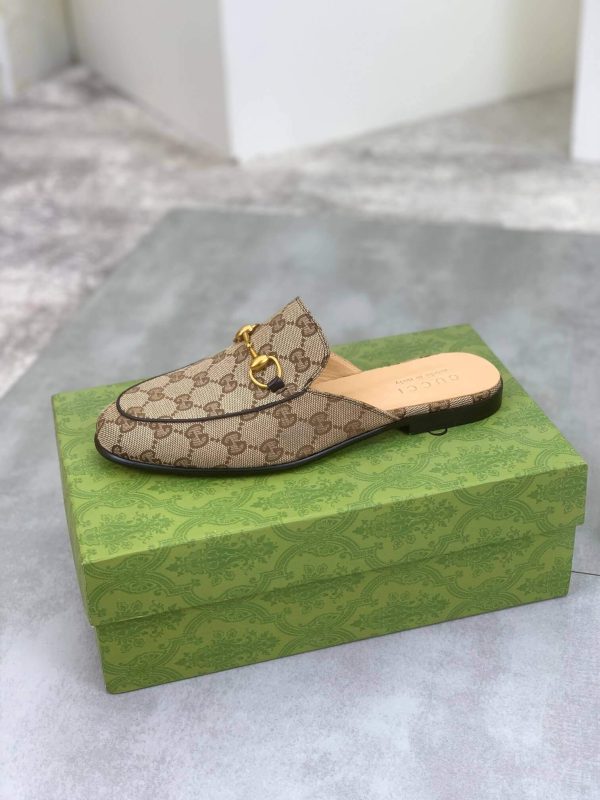 Gucci Beige and Ebony Canvas Princetown Slipper