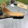 Gucci Beige and Ebony Canvas Slipper with Web Stripe and Double G
