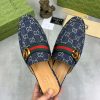 Gucci Dark Blue GG Crystal Denim Slipper with Double G