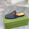 Gucci Dark Blue GG Crystal Denim Slipper with Double G