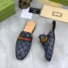 Gucci Dark Blue GG Crystal Denim Slipper with Double G