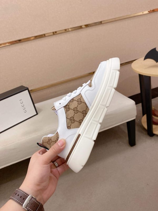 White & Brown Gucci Re-Web Sneakers