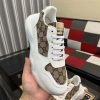 Gucci Trainer in White Leather and Beige and Ebony GG Canvas