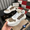 Gucci Trainer in White Leather and Beige and Ebony GG Canvas