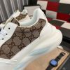 Gucci Trainer in White Leather and Beige and Ebony GG Canvas