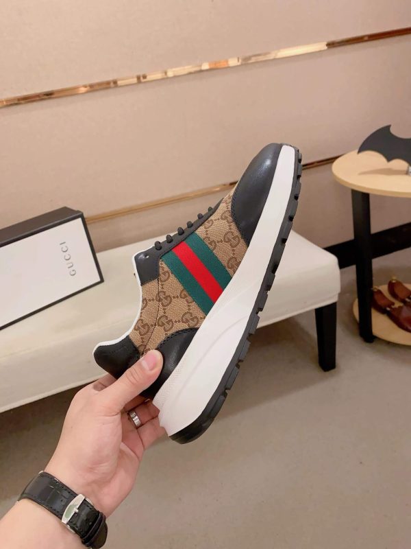 Gucci Brown GG Canvas and Black Leather Re-Motion Sneaker
