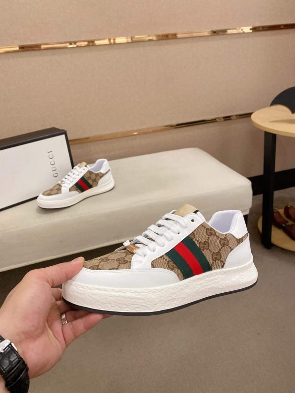Gucci Original GG Supreme Canvas and White Leather Sneaker with Web