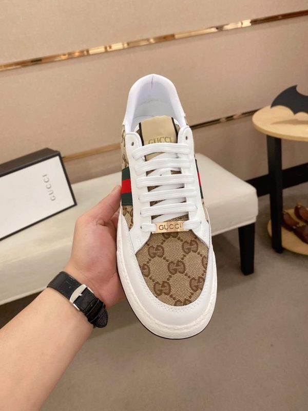 Gucci Original GG Supreme Canvas and White Leather Sneaker with Web