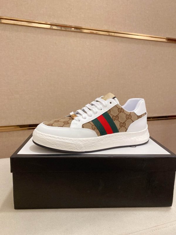 Gucci Original GG Supreme Canvas and White Leather Sneaker with Web