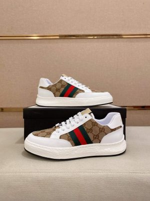 Gucci Original GG Supreme Canvas and White Leather Sneaker with Web