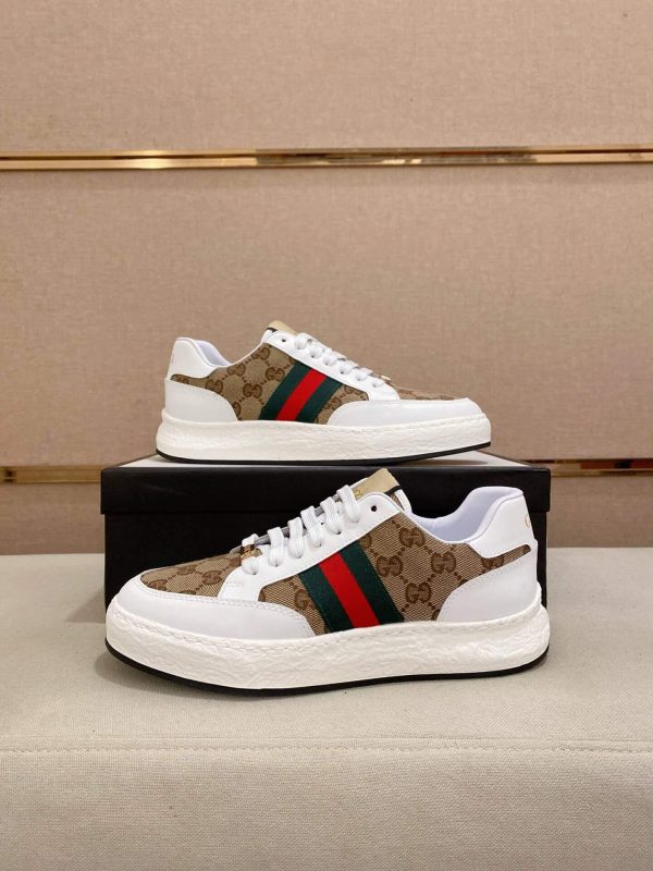 Gucci Original GG Supreme Canvas and White Leather Sneaker with Web