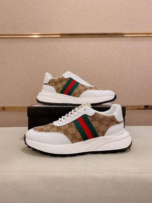 Gucci Original Brown GG Canvas and White Leather Re-Motion Sneaker