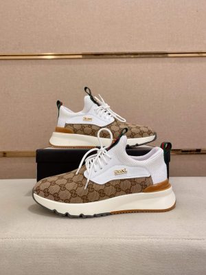 Gucci Beige and Ebony Supreme Canvas Sneakers with Double G