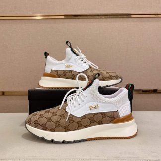 Gucci Beige and Ebony Supreme Canvas Sneakers with Double G