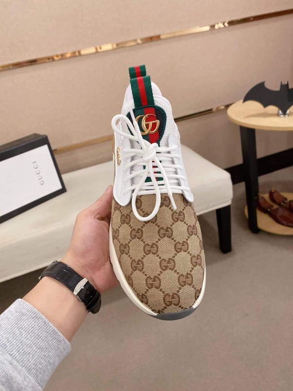 Gucci Beige and Ebony Supreme Canvas Sneakers with Double G