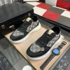 Gucci Trainer in Black Leather and Beige and Blue GG Supreme Canvas