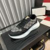 Gucci Trainer in Black Leather and Beige and Blue GG Supreme Canvas