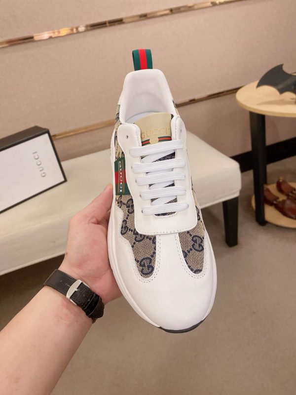 GucciRhytonsneaker_8_7cb3491e-076a-4e9c-8f73-338a1f00e3a7 Gucci Rhyton Trainer in Blue and Beige Supreme Canvas and White Leather