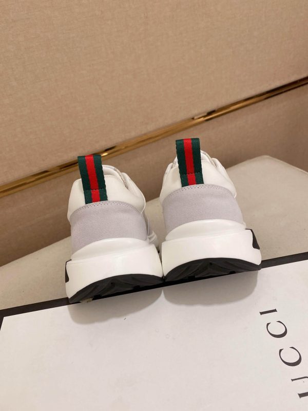 Gucci Run Sneaker in White Suede and White Jumbo GG Canvas